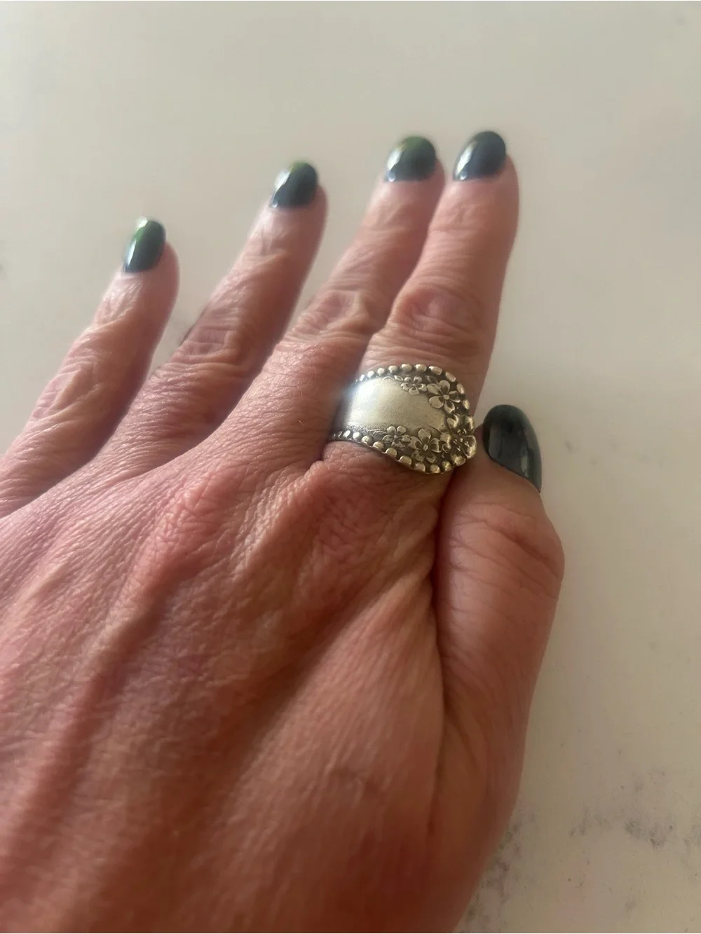 Sterling Silver Statement Spoon Ring - Polished Silver